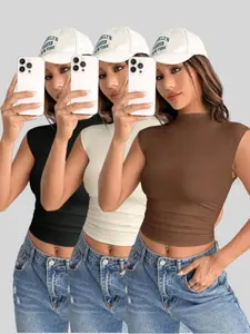 Fashion Best-Selling Multifunctional Layered Sleeveless Round Neck Women's Vest Set, Casual Summer Top, Three-Piece