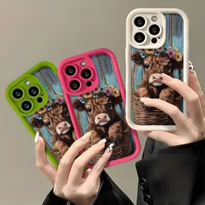 [Cute Autumn Fall Case] Cute Autumn Fall Highland Cow Phone Case |   Shockproof Trendy Cover for iPhone 17/16e/16/15/14/13/12/11/8/7 Pro/Pro Max/Plus/X/XS/XR/XS MAX |   Lens Protection, Christmas Gifts