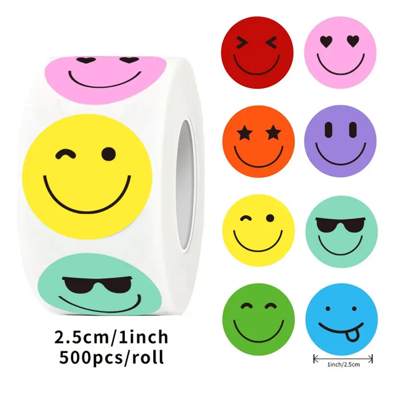 Cute Emoji Stickers - Funny Cartoon Smiley Face Reward Labels for Diary Mood Tracking, Journal Decoration & Envelope Sealing Stickers