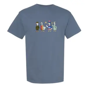 Patriotic goose USA 4th of July embroidered comfort colors Tshirt / Fourth of July Tshirt/ summer shirt