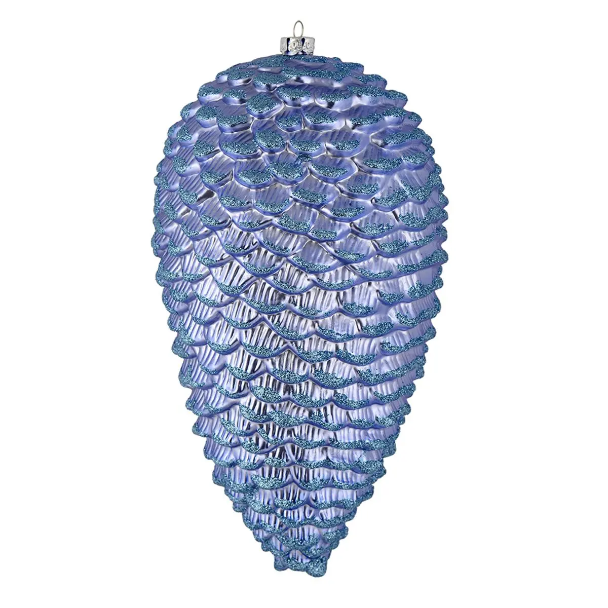 212 MAIN Shatterproof Pinecone Shape Christmas Ornaments, 10" H x 5" W x 5" Periwinkle Matte Glitter Plastic, 2 per Box, Home Decor Ornaments for Holiday Decorating Projects, 10" H X 5" W X 5" L