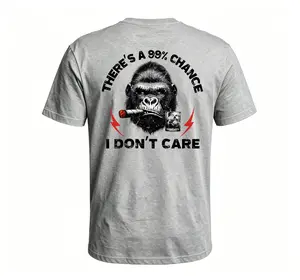 Monkeysober 100% Cotton Men's Suitable For All Seasons There's A 99% Chance I Don't Care Monkey T-shirt