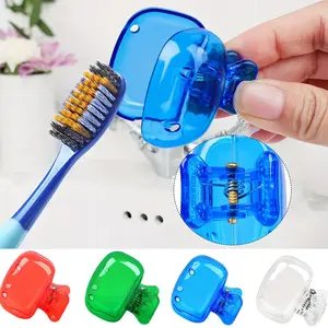 5pcs Toothbrush Holder Clips Toothbrush Storage Travel Essential Brush Protector Cap Portable Plastic Box Dustproof, Ideal for On-The-Go Use