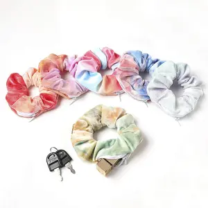 Soft Velvet Scrunchies for Females, Hair Ties with Hidden Zipper Pocket, Stowaway Space Fashion Hair Accessories, Female