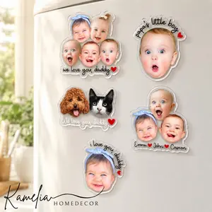 Personalized Baby Face Acrylic Magnet, Fathers Day Gift, Custom Baby Photo Acrylic Magnet, Grandpa Gift From Baby