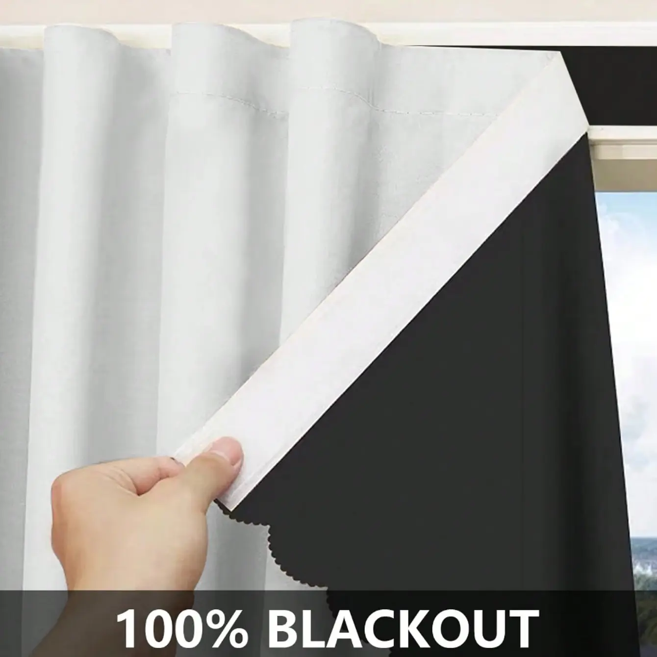 Magic Tape Blackout Bedroom Curtains, 1 Count Easy Install Blackout Cloth for Bedroom, Living Room, Kitchen, Minimalist Drapes for Home Decor, Home Decoration Curtain, Blackout Window Cover, Blackout Covers, Home Decorative Curtain, Polyester Curtain