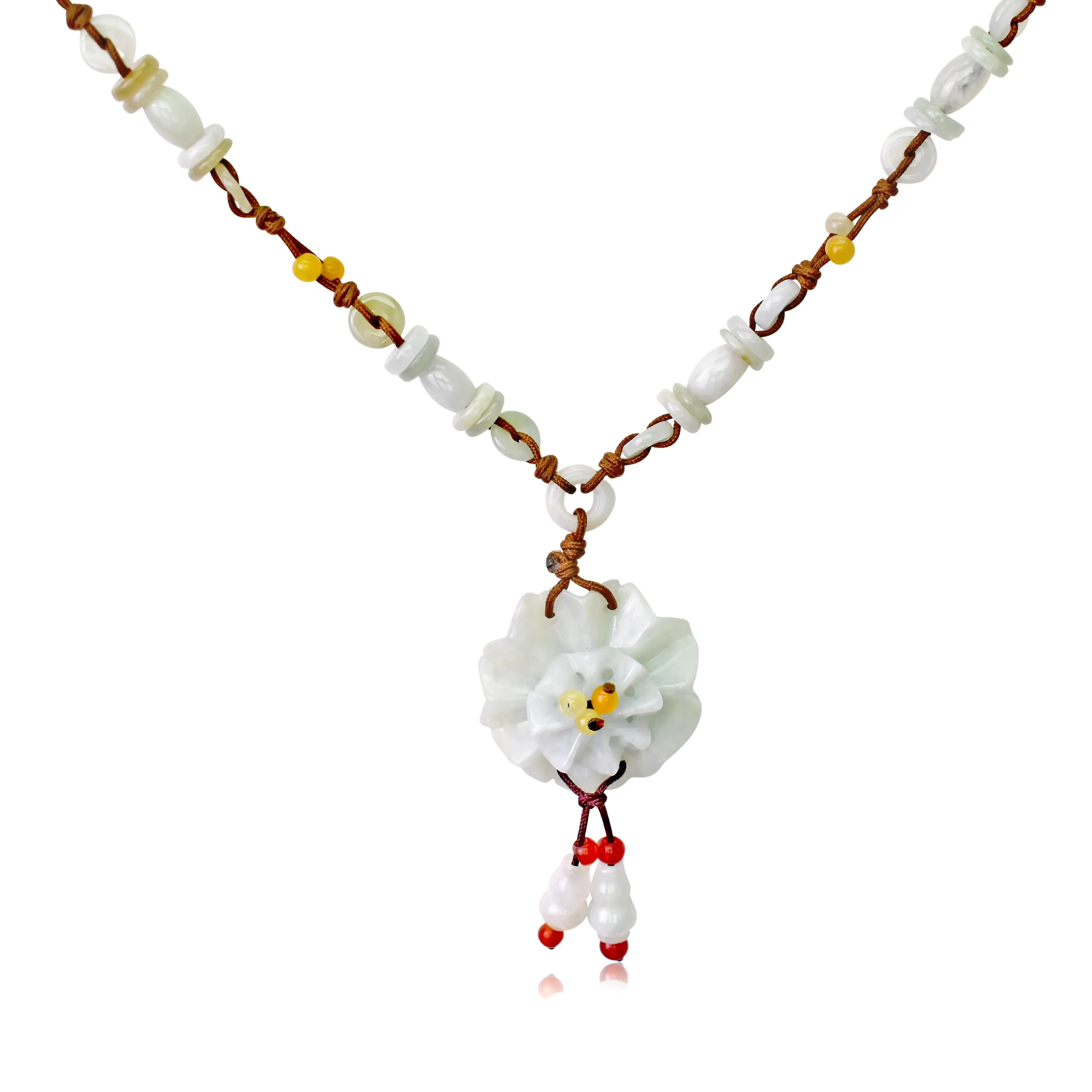 Turn Heads with this Intricate Chrysanthemum Flower Jade Necklace