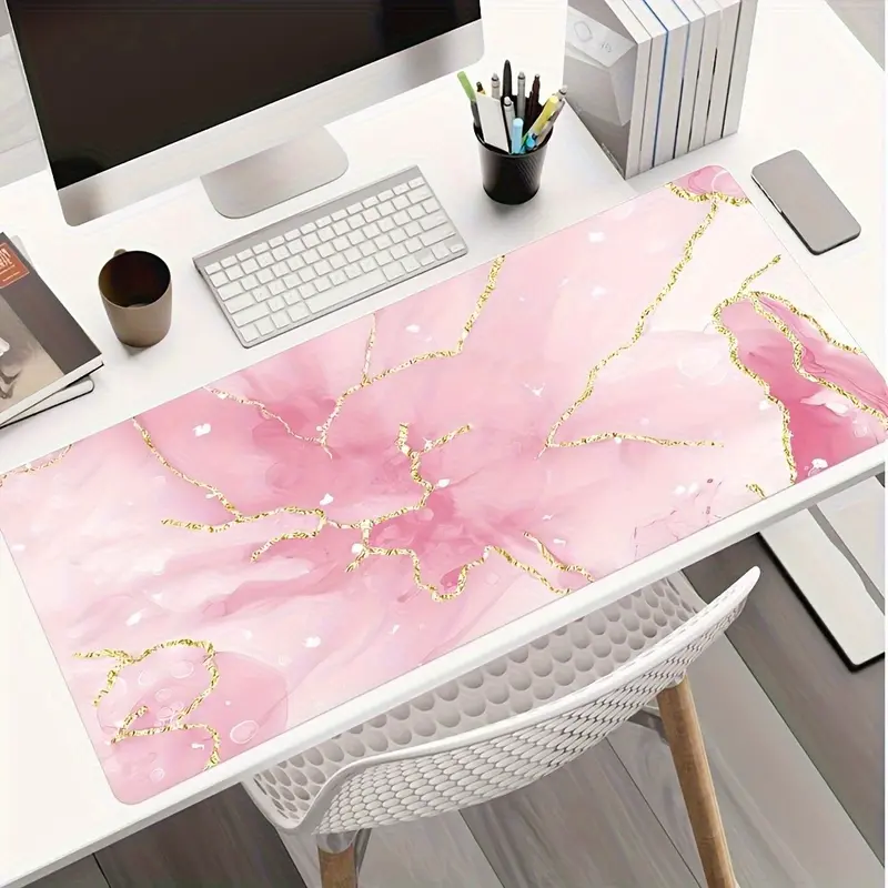 Viral Pink Marble Mouse Pad | Glitter Gold Vein Desk Mat | Oversized Non-Slip Office/Gaming Pad | Luxury Girly Aesthetic Decor | Smooth Surface for Daily Use | Trendy Glam Desk Setup 2025 Gaming Desk Accessory #FYP #DeskGoals #GlamVibes #PinkDesk