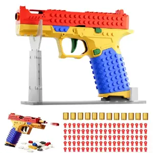 Tactical DlY Building BlockHandle Set SoftBullets Toy Gun-A Multiplayer Strategic Collaborative Toy for Outdoor Team Activities, a Gift for Kids and Students on Birthdays and Other Festivals,Children's educational toys,12 toy shells and 120 toy bullets