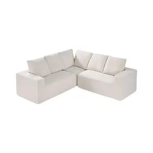 VEVOR Modular Sectional Sofa, L Shaped Modular Sofa Deep Seat, Cloud Sectional Couch with High Rebound Sponge and Density, Upholstered Corduroy Couch with Cushion for Living Room, Bedroom, Beige