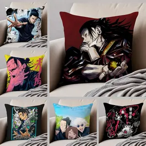 Japanese anime pop cool cute jujutsu kaisen Geto Suguru Pillow Case Anti-dustmite Pillowcase Sofa Cushion Cover with Invisible Zipper Silky Short Plush Polyester Microfiber Fabric White Available in Different Sizes for Home Bed Use