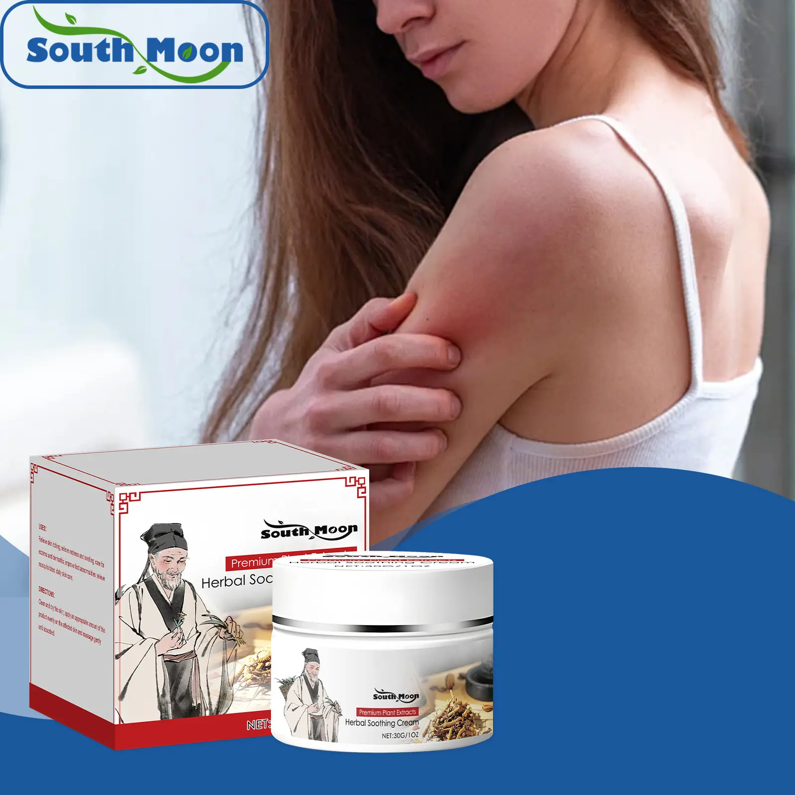 Soothing & Relief Cream with Honeysuckle & Peppermint - 30g, 100% Natural Plant Extracts, Gentle for All Ages, Fast Acting Relieve itching , Hydrates Dry & Sensitive Skin, Therapeutic Treatment for Flare-up,Eczema & Psoriasis