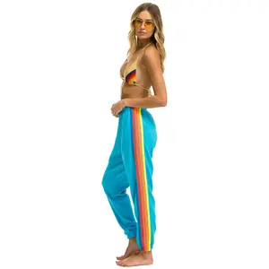 5 STRIPE SWEATPANTS - NEON BLUE // NEON RAINBOW
