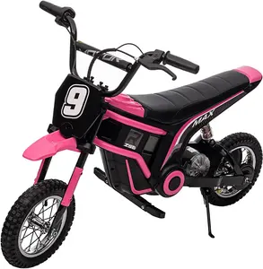 Pink 24V Electric Dirt Bike For Kids Ages 8 To 14 With 350W Motor Two Speed Modes Rear Wheel Drive Shock Absorbing Tires Durable Construction Max Load 135 Pounds Stylish And Quiet Electric Motocross Motorcycle Pink