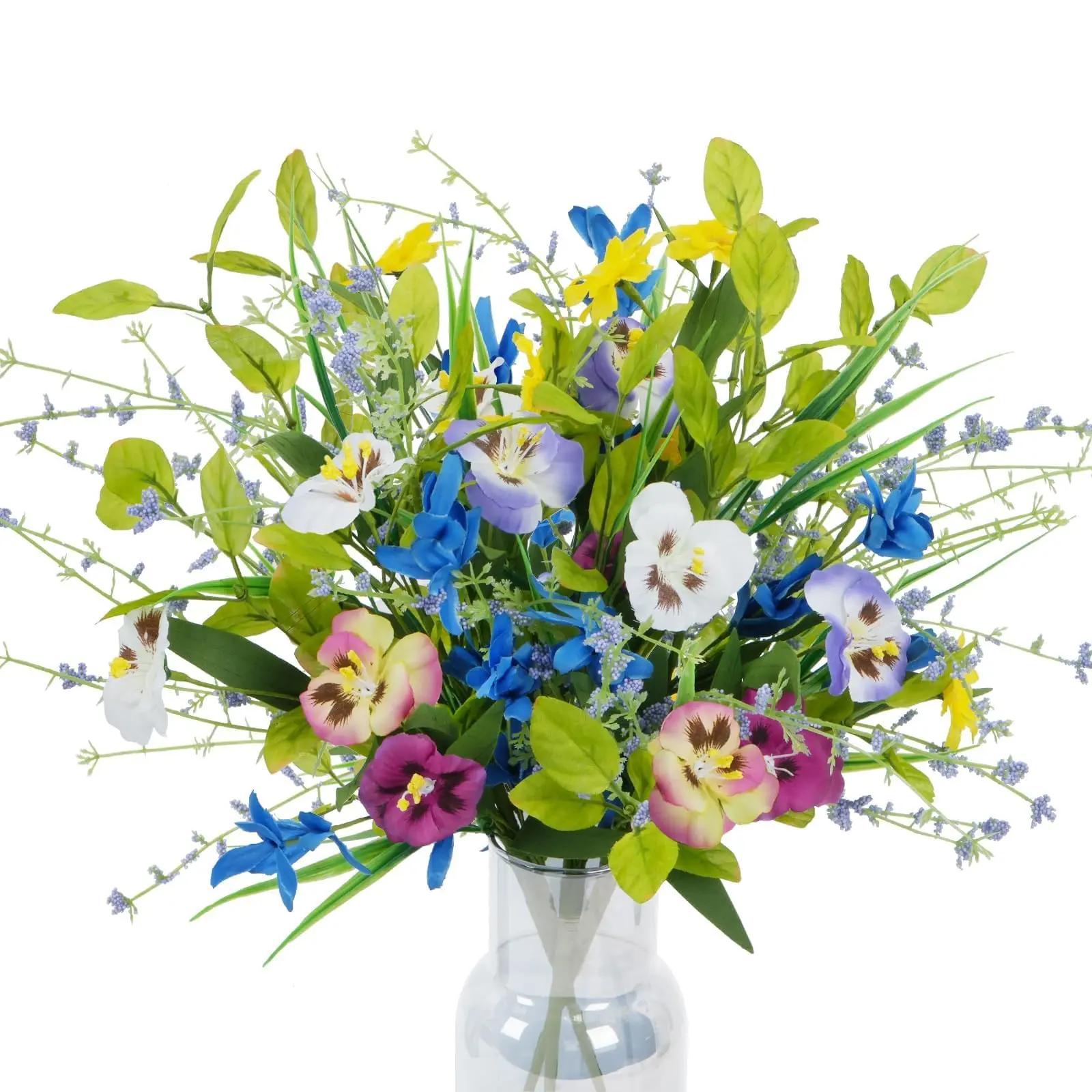 3pcs Artificial Flowers, Colorful Pansies Floral Arrangements with Stems for Romantic Decor, Valentine's Day, Wedding Centerpiece, Party, Home Table, Kitchen, Spring Summer Vase Fillers