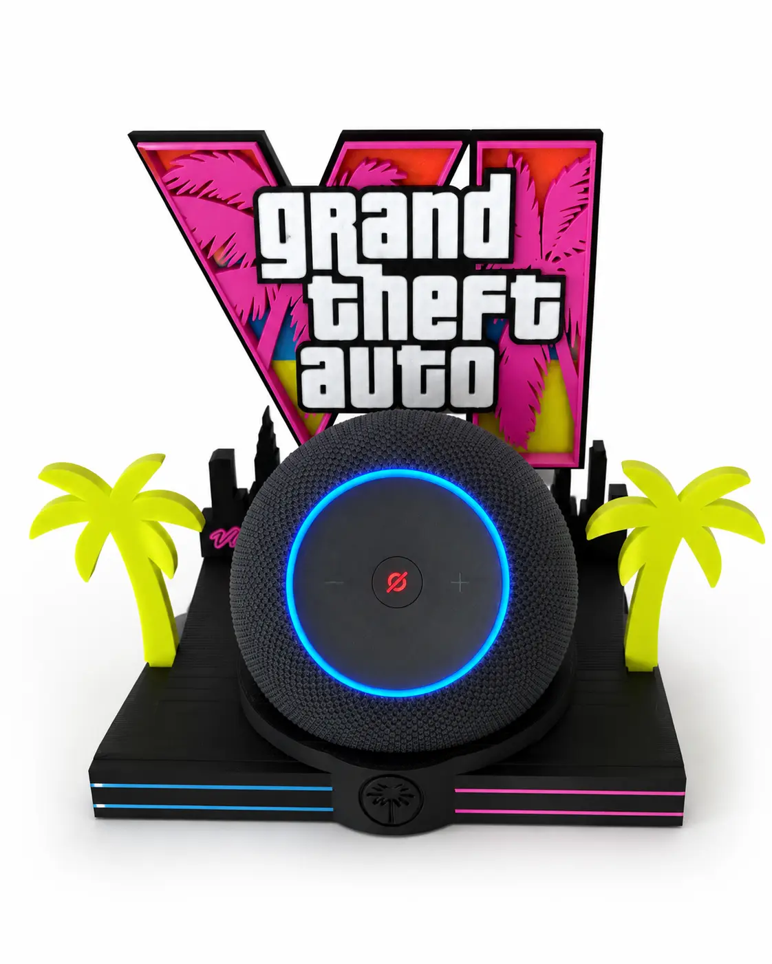 3D Printed Premium Tropical Aesthetic Game-Inspired Alexa Echo Dot Stand Mount, Gamer Decor for Audio & Video Accessories
