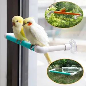 1pc PVC Suction Cup Mounted Parrot Perch,Lightweight and Durable Bird Bathing Stand,Parrot Suction Cup Perch,Suitable for Small to Medium Parrots ,Can Be Installed on Window Glass,Smooth Tile Walls, Mirror, Easy Installation,Included Replacement straps