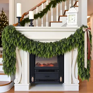 6 FT 2 Pcs Artificial Cedar Garlands Real Touch Greenery Pine Garland for Table Mantle Wall Indoor Outdoor Christmas Decorations 2 6 FT Christmas Hauls