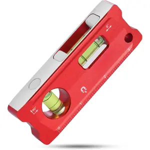 4-Inch Torpedo Level, Small  Leveler Tool with 0?/90? Bubbles, Top-view Window, Aluminium Alloy Frame, Dual SAE and Metric Scales