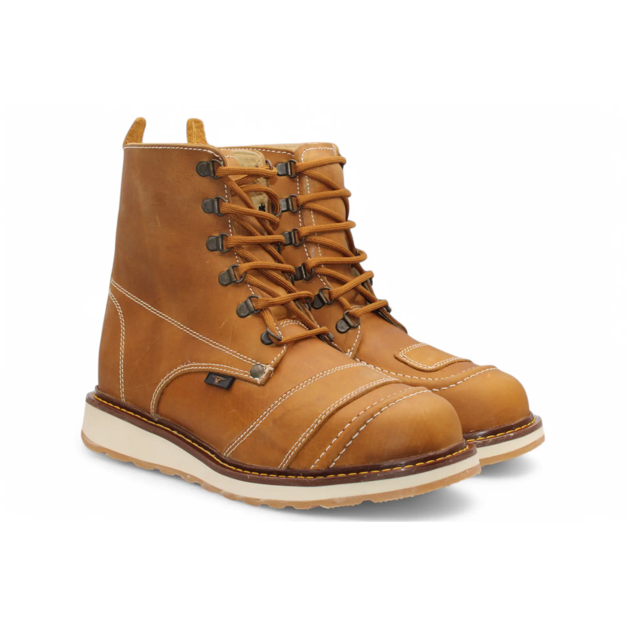 Men’s Leather Work Shoe – Round Toe | Soft Toe | Rubber Sole Honey
