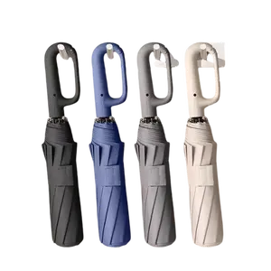 black Foldable Rainproof Automatic Umbrella, 1 Count Compact Ring Buckle Windproof Reinforced Umbrella, Durable Innovative Sun-Protection Folding Umbrella for Young men and women, Pocket Umbrella, Wind-Resistant Umbrella,