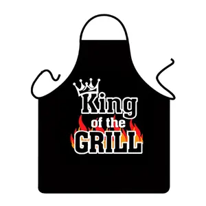 King Of The Grill Pattern Apron, 1 Count Breathable Cooking Apron, Kitchen Apron for Men & Women, Christmas Gift, Gift for Daughter & Mother & Father & Son, Novelty Cooking Aprons, Funny Apron