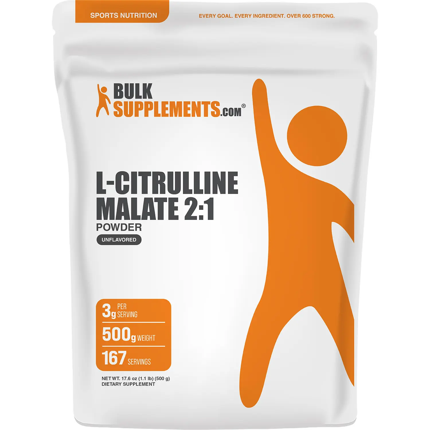 BulkSupplements - L-Citrulline Malate 2:1 Powder - Muscle Recovery - Energy Boost - 500g - 3g per Serving