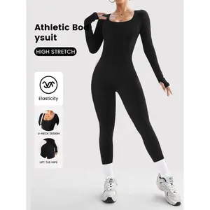 Women's One-Piece Ski Suit, Fashionable Winter Wear for Cold Weather, U-Shape Round Neck Design, Maximum Warmth Comfort, Ideal for Skiing and Snowboarding, Sporty Jumpsuit