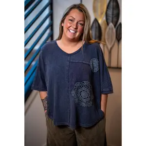 Easel Crochet Patch Thermal Top