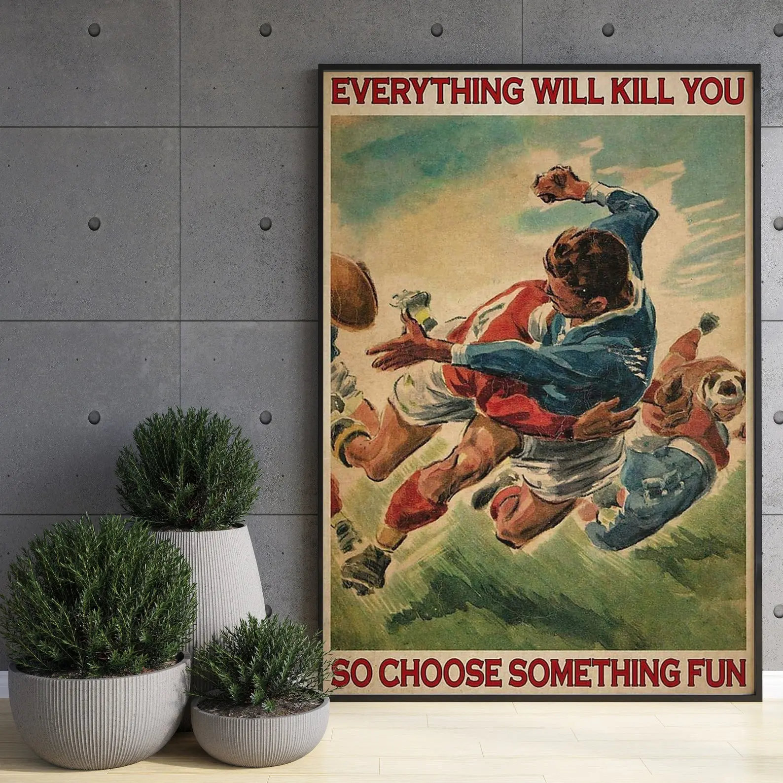 Choose Something Fun Vintage Style Poster, Sport Player Motivation Art, no frame