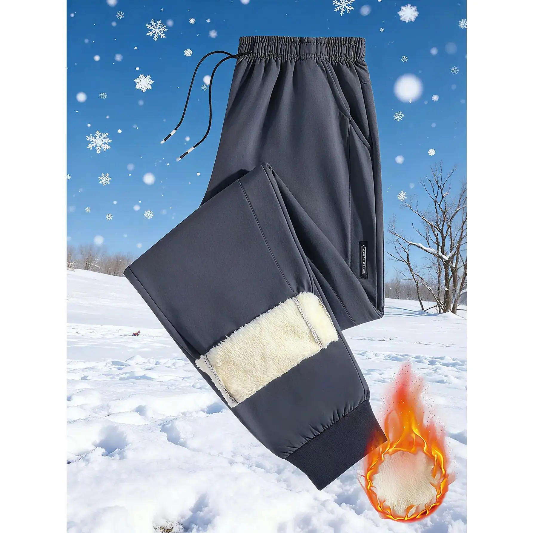 Men's Fleece-Lined Corduroy Joggers - Thick Warm Loose Fit Winter Trousers for Outdoor Hiking Fleece lined pants, Corduroy joggers, Winter thermal pants, Mens outdoor trousers, Winter streetwear casual cargo outing machine-washable men