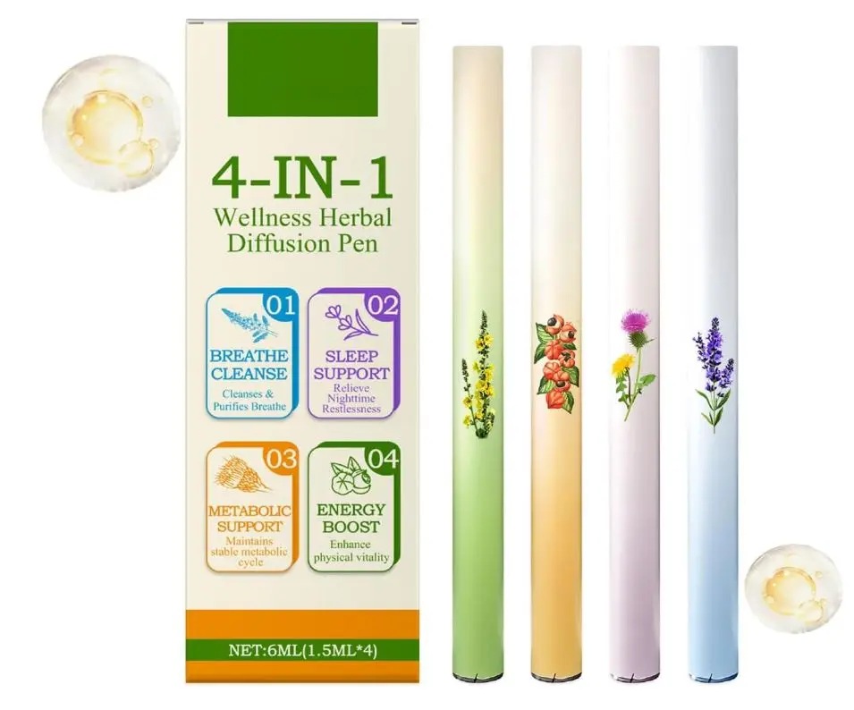 BIG SALE 2026!! Herbal diffuser pen-Botanical Fragrance Stick Set,Plant-Based Mullein, Thyme & Mint Botanical Scent,