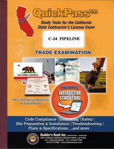 Pipeline License Examination (C-34) - QuickPass Study Tool Book with Online Interactive Software