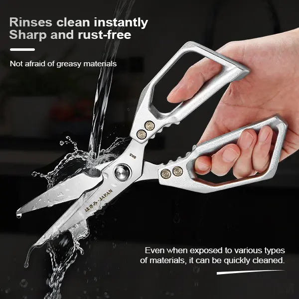 Sturdy Aluminum Handle Kitchen Scissors with Ultra-Sharp Stainless Steel Blade, Rust-Resistant Bone Cutter Shears, Easy-Wash for Chicken, Poultry & Vegetables