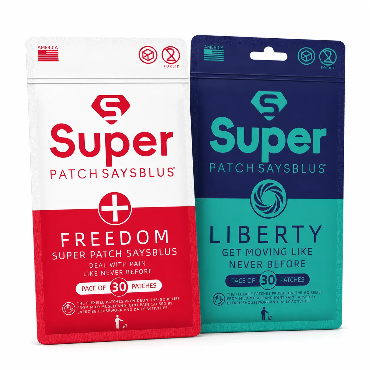 SAYSBLUS Super Patch LIBERTY 1-Pack of 30 Patches for Active Lifestyles – Motion Support Patches, Skin-Friendly with Long-Lasting Comfort & Soothing Care