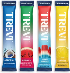 TREVI™ Everyday Sugar Free Electrolytes - Essential Drink Mix Hydration Powder Packets - 20 Count - Poolside Variety Pack - Watermelon, Summer Bombsicle, Ocean Splash, Lemonade