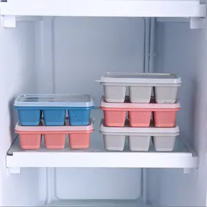 Set of 3 Silicone Ice Cube Trays with Lids, BPA-Free Flexible Reusable Freezer Safe, Leak-Proof Square Ice Molds for Camping & Dining