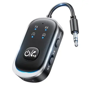 Dual Bluetooth-compatible Transmitter Receiver Adapter, Wireless Stereo Audio with Aux Input Support for All Headphones, Compatible with Airplanes, Home/auto Sound Systems
