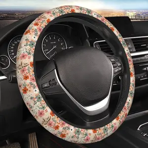 Retro Pigeon Flower Floral Steering Wheel Cover Universal  Interior Accessories for Women Men 15 Inch Anti Slip Breathable Odorless Neoprene Decor  SUV Sedan   Protector