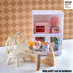 Kids Role Play Kitchen Set Toy, Unisex Pretend Cooking Furniture, Ideal Birthday Gift, Collectible Miniature Model, Play Kitchen Accessories, No Batteries Required