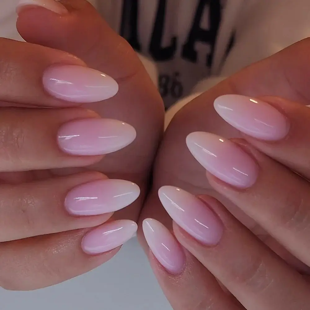 Strawberry Milk Ombre Press On Nails | Pink & White French Fade Almond Nails
