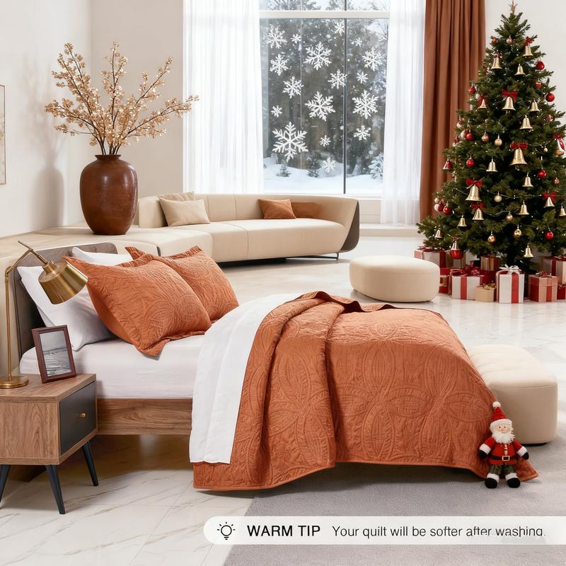 King Queen Quilt Bedding Set,Soft Bed Summer Lightweight Bedspread Comforter - Modern Style Coin Pattern Coverlet for All Season - 3 Pieces (1 Quilt, 2 Pillow Shams) Christmas Gift.