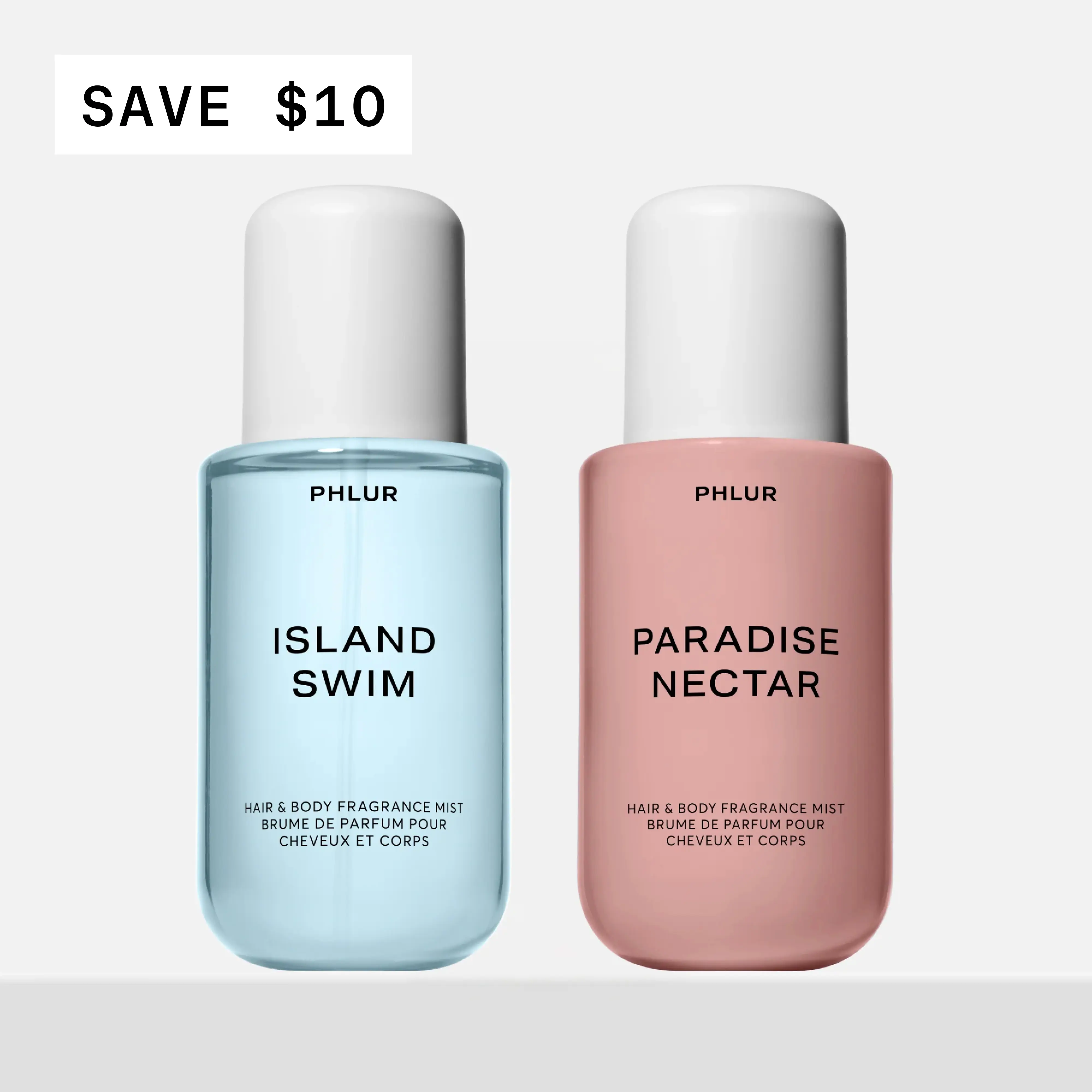 PHLUR Island Paradise Duo - Island Swim + Paradise Nectar Body Mist Set - Tropical Coconut & Tuberose Scents