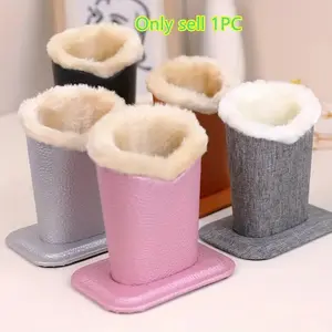 PU Leather Plush Lined Eyeglass Holder Stand Glasses Storage