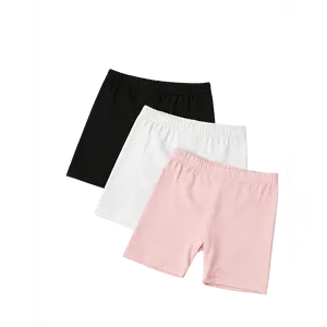 3pcs Girls All Season Black Safety Panties Anti See Through Skin Friendly Stretch Base Layer Shorts High Elastic Waistband No Crotch Pinching Comfortable for Skirts Uniforms Daily Running Jumping