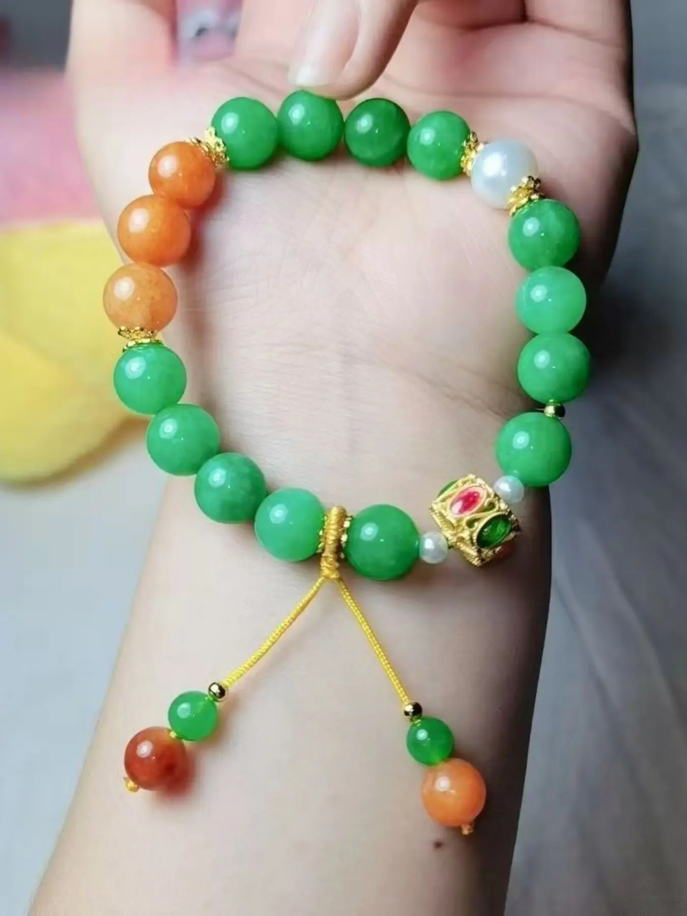 Fashion Women Emerald Pendant Bracelet, Quartz Jade Stone Beads Bracelet, Suitable For Female Daily Wear, Send Mother'S Day Gift, All-Season Wear