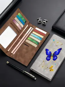 Men's Blue Gold Butterfly Pattern Wallet, Long Leather Bifold Large Capacity Coin Purse, Fashion Color, Soft Material, Ideal Daily Use
