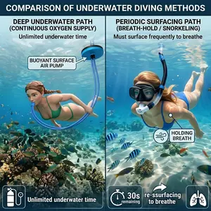 Diving Snorkel  Adult Beginner Double-Tube Snorkel Dual-Head Diving Mouthpiece with Long Hose Anti-Choke Fresh Air Lightweight Shallow Water Snorkeling Gear