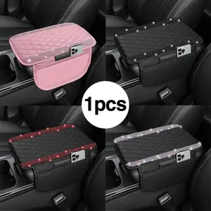 Blingbling Car Armrest Booster Pad Universal High-End Rhinestone Storage Bag Enhanced Storage Car Central Elbow Rest Cushion, Stylish & Functional Vehicle Accessory, Car Interior Accessories, Diamond Accents