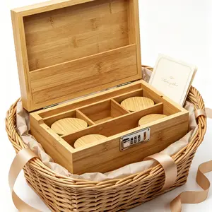 Large Bamboo Storage Box with Password Lock, Home Privacy Moisture-Proof Lock Box, Includes Storage Tray and Sealed Bag, High-Quality Gift Idea